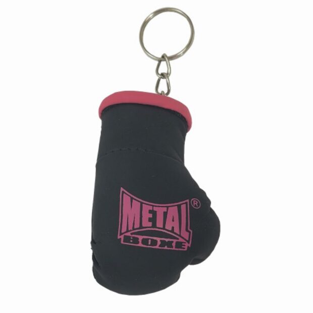 PORTE-CLÉ MINI GANTS - NOIR & ROSE - METAL BOXE