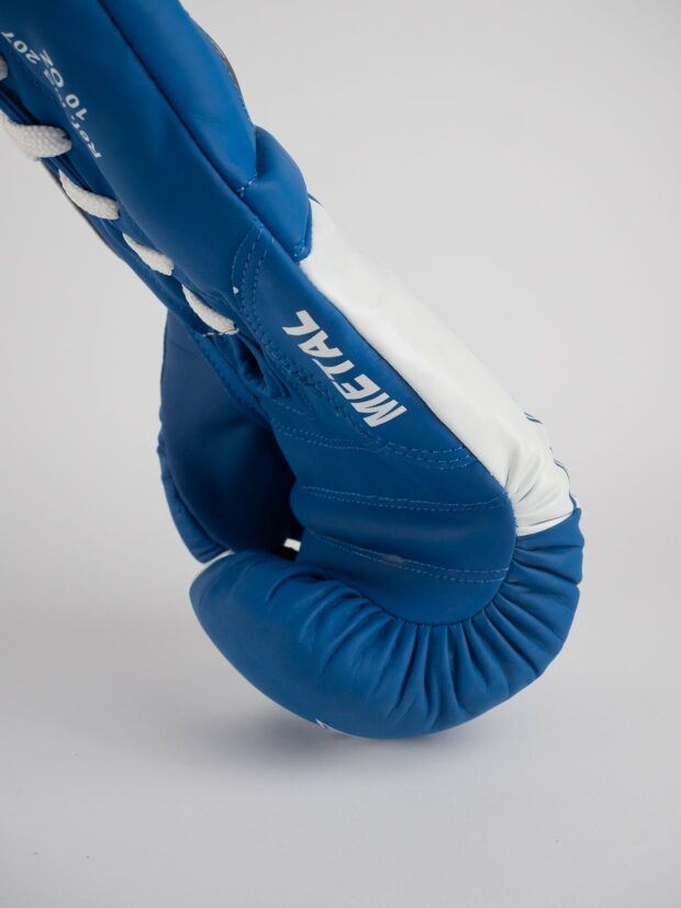 GANTS DE BOXE COMPÉTITION À LACETS BLEU – Image 7